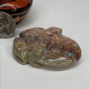 Brown and Tan Stone Frog figurine.